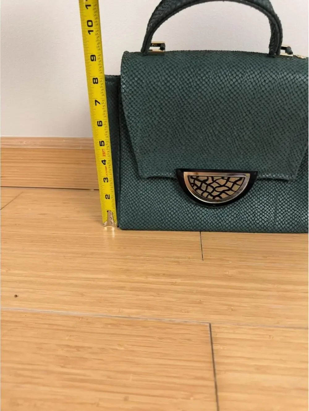 NWT Yoanny Garcia YG Teal Green Snakeskin Textured Top Handle Crossbody Bag Tote